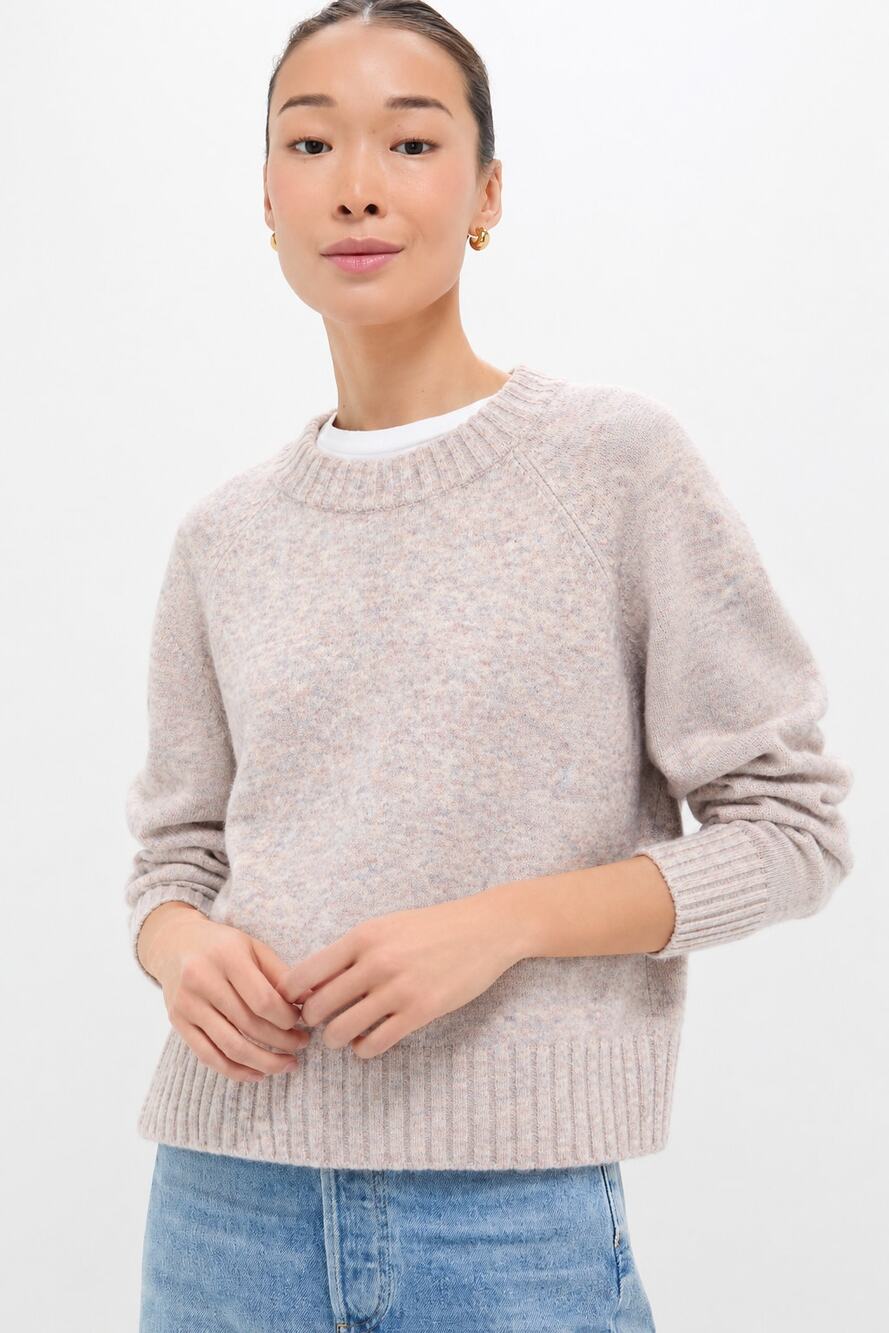 French Connection NWT XL Blush Pink Melange Soft Knit Crewneck Sweater Cozy